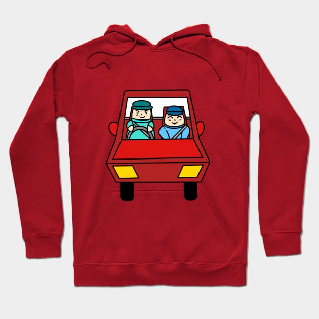 Drive with cute cartoon boys - colour Hoodie by Andrew Hau